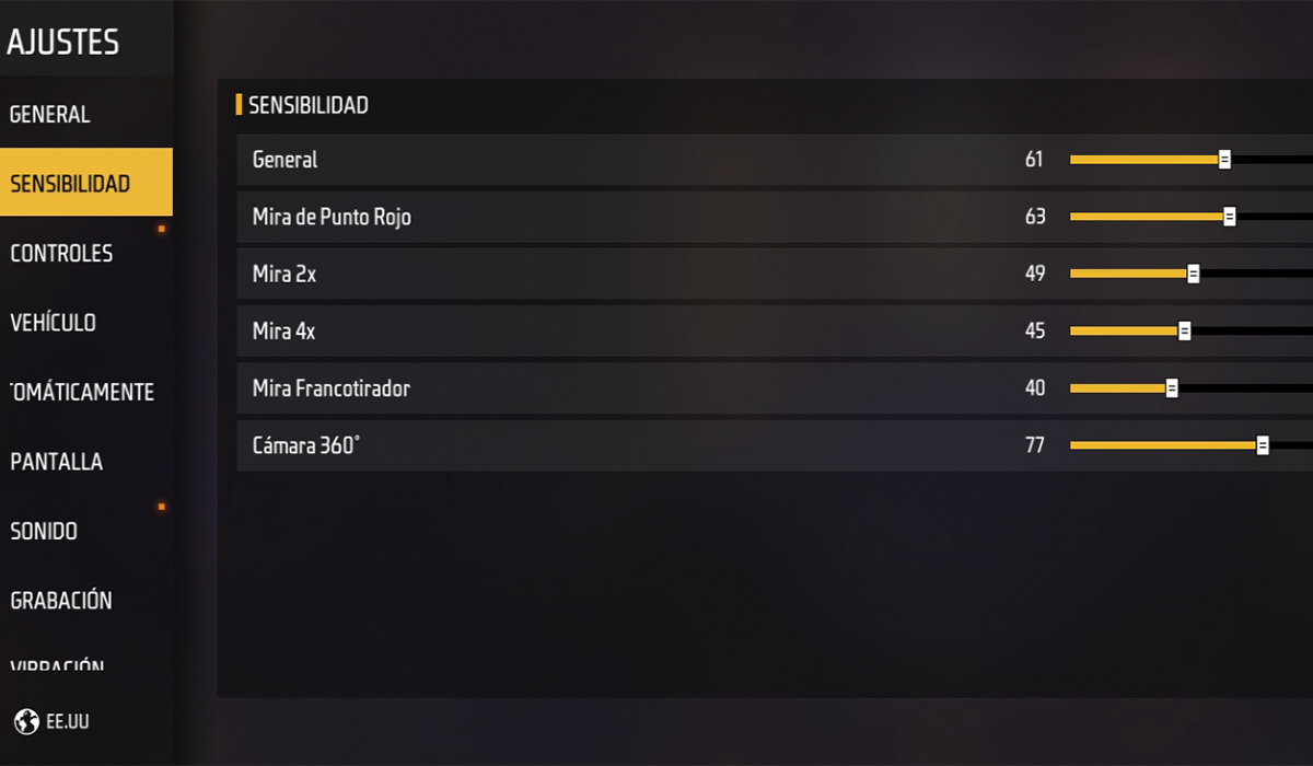 Ajustes de sensibilidad en Free Fire recomendados